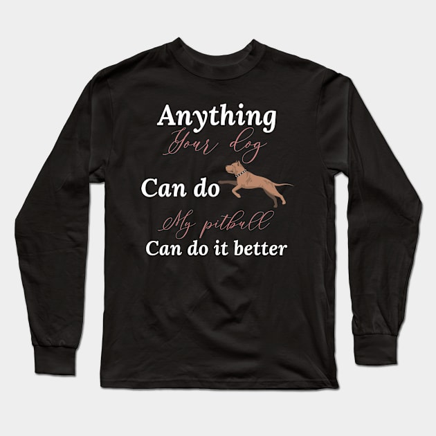 pitbull dog Long Sleeve T-Shirt by Design stars 5